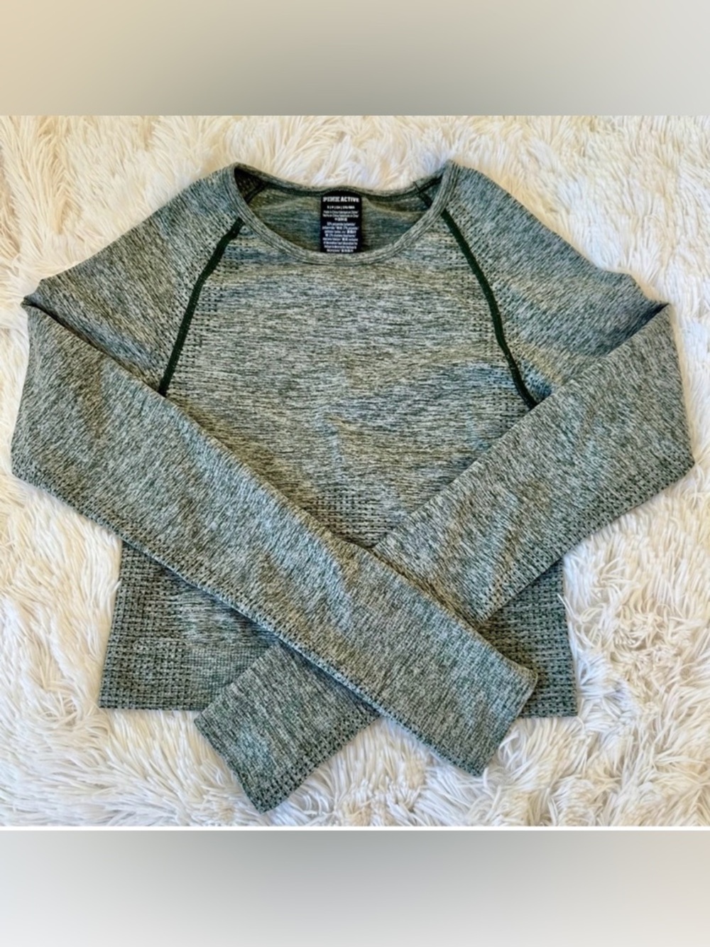 PINK Victoria's Secret Green Long Sleeve Athletic Top Size: Small